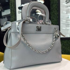 "SM" Embossed Satchel (Light Grey)